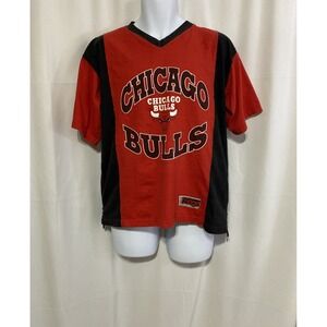 Pro Edge Chicago Bulls Shirt Mens Medium Red Black Good 1997 Vintage Colorblock
